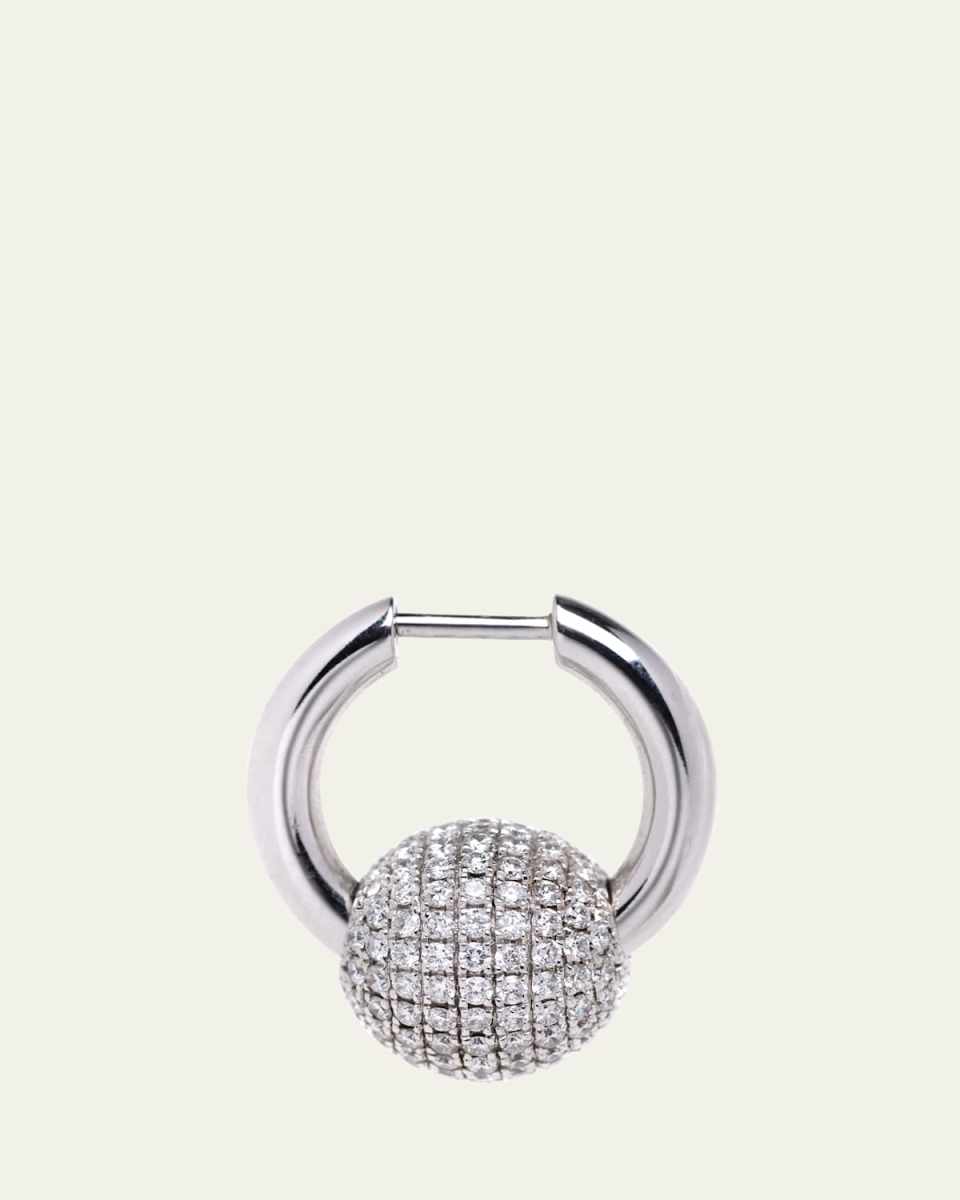 PIERCING Large Ball Pave Earring in 14K Gold with White Diamonds, Single